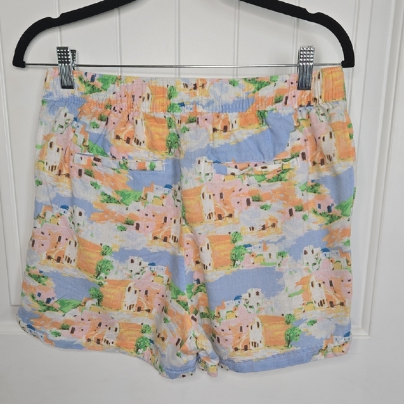 Cynthia Rowley Linen Blend Shorts Coastal Scenic Print Beach Resort Medium - Picture 5 of 8